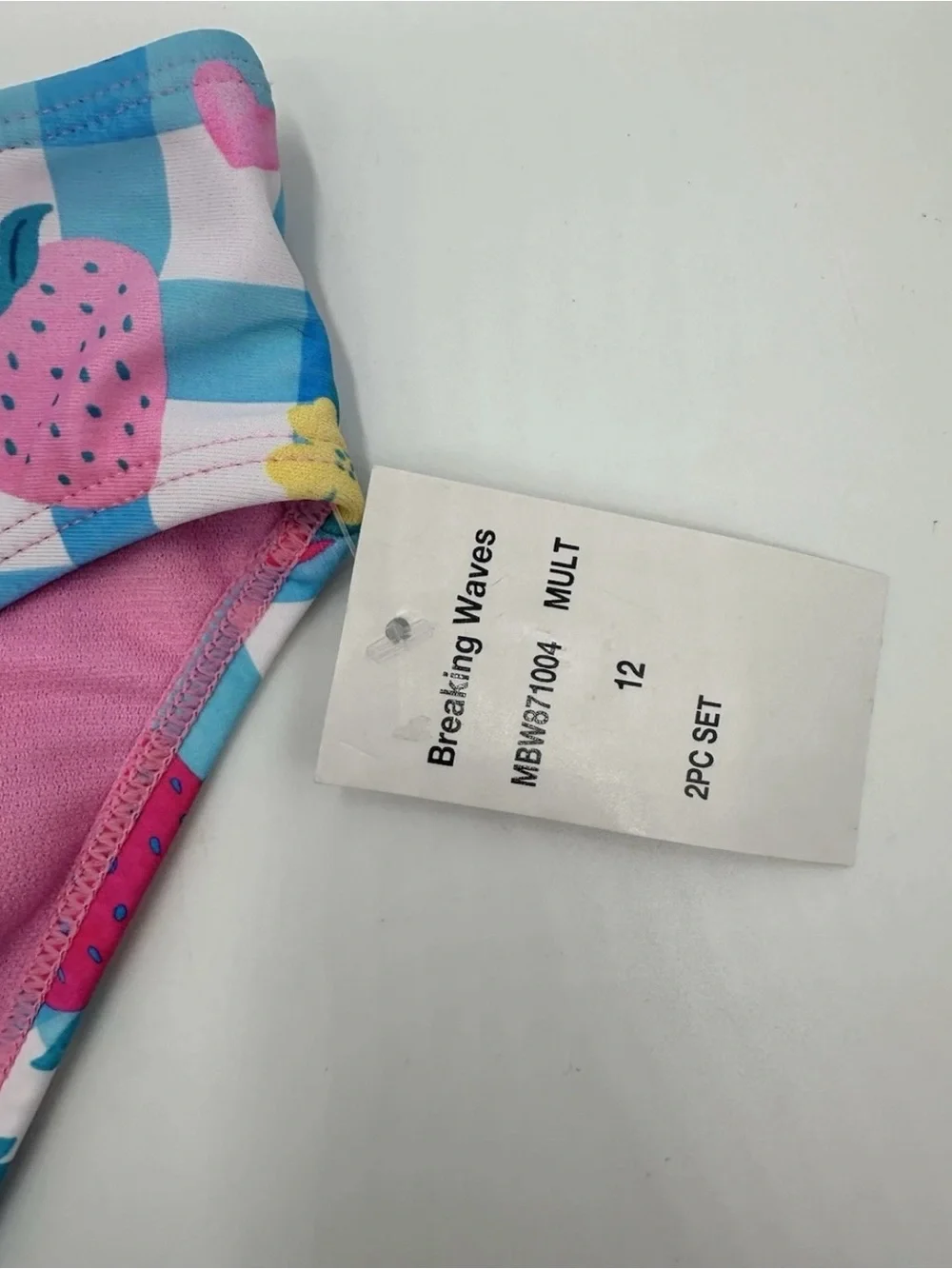 Girls' Strawberry Gingham Ruffle Bikini - Pink & Blue